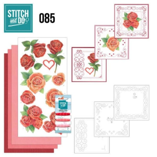 Stitch and do 85 - kit Carte 3D broderie - roses - Photo n°1