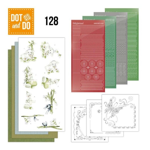 Dot and do 128 - kit Carte 3D - agneaux de pâques et fleurs blanches - Photo n°1