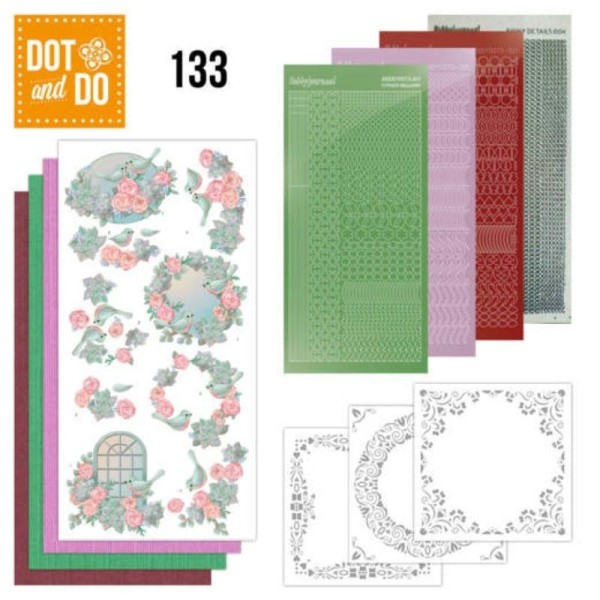 Dot and do 133 - kit Carte 3D - Oiseaux et roses - Photo n°1