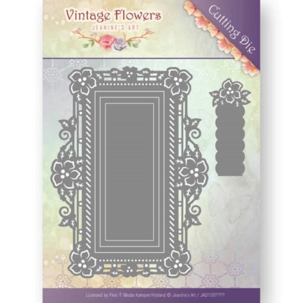 Die - jeanine's art - vintage flowers - rectangle fleurs 12,3 x 9,2 cm. - Photo n°1
