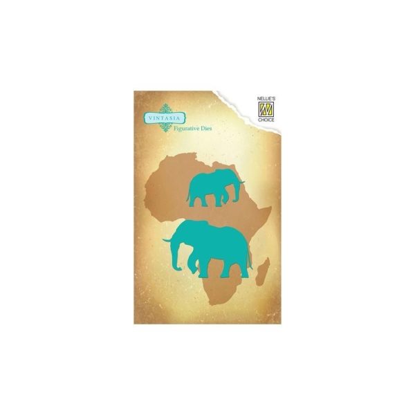 Dies 2 éléphants 5x3,5 cm - 4,5x7cm - Photo n°1