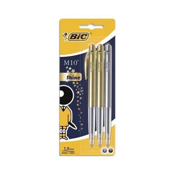 Blister de 3 stylos bille rétractables M10 Shine Bic - Photo n°1