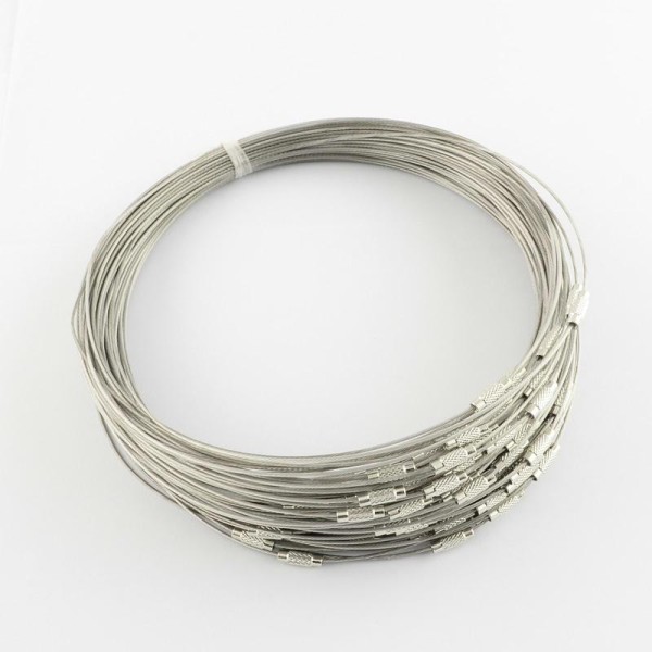 Lot de 2 support colliers fil acier gris 45 cm - Photo n°1