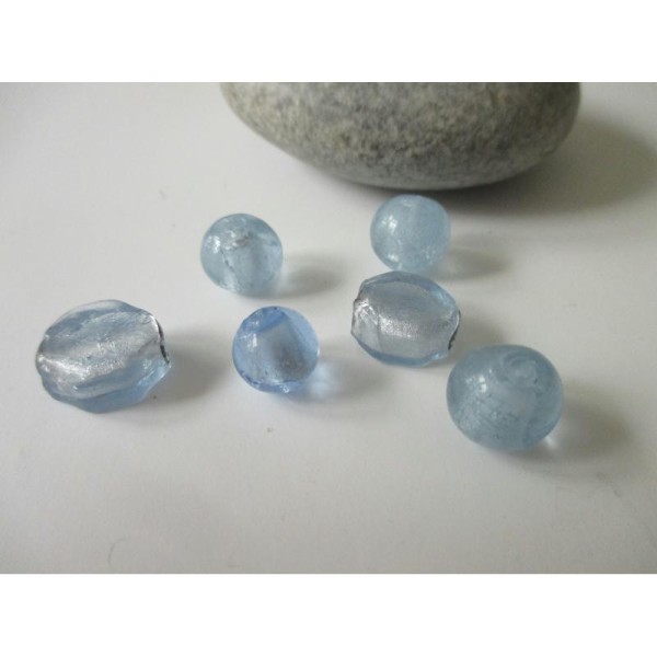 Lot de 6 perles de verre MURANO ton bleu - Photo n°1