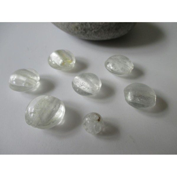 Lot de 7 perles de verre MURANO blanches - Photo n°1