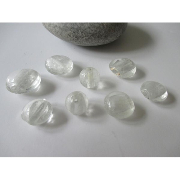 Lot de 8 perles de verre MURANO ton blanc - Photo n°1