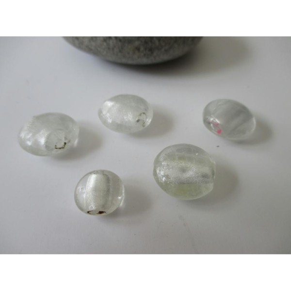 Lot de 5 perles de verre MURANO transparentes - Photo n°1
