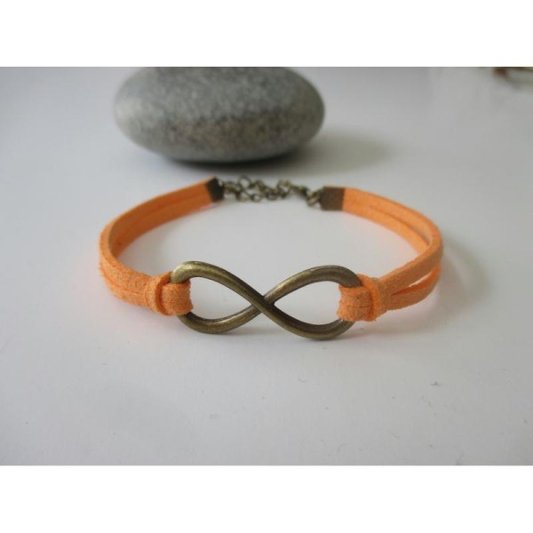 Kit bracelet suédine orange et lien infini bronze - Photo n°1