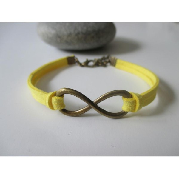 Kit bracelet suédine jaune et lien infini bronze - Photo n°1