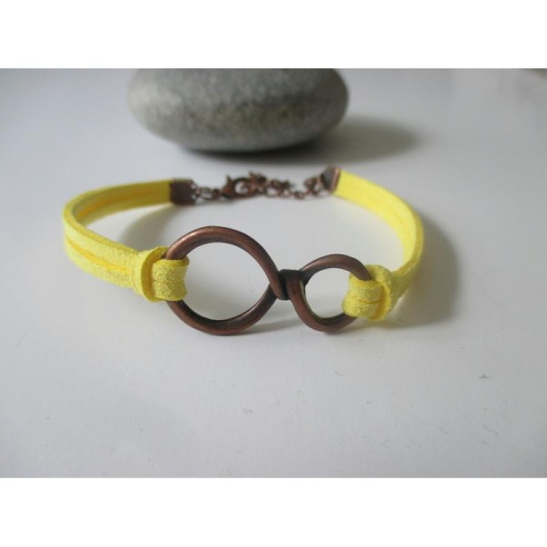 Kit bracelet suédine jaune et lien cuivre rouge - Photo n°1
