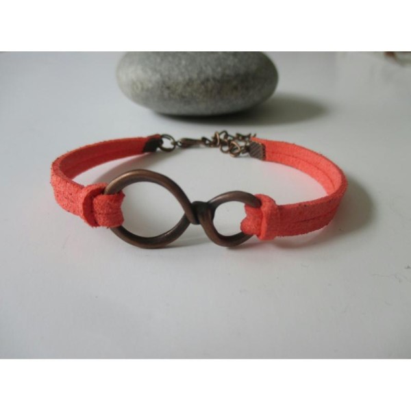 Kit bracelet suédine corail et lien cuivre rouge - Photo n°1