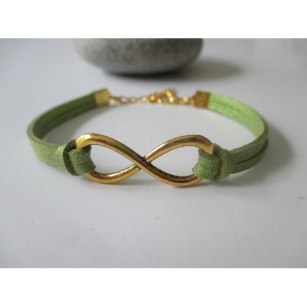 Kit bracelet suédine vert paillette et lien doré - Photo n°1
