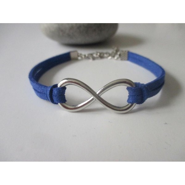 Kit bracelet suédine bleu nuit paillette et lien argenté - Photo n°1