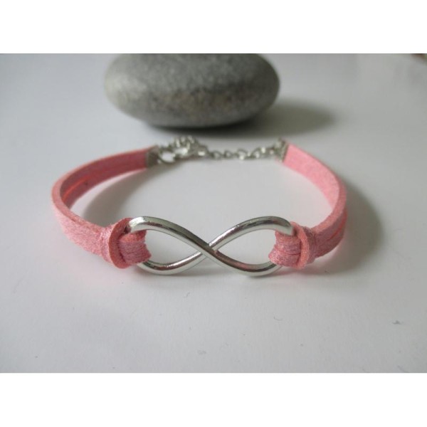 Kit bracelet suédine rose paillette et lien argenté - Photo n°1