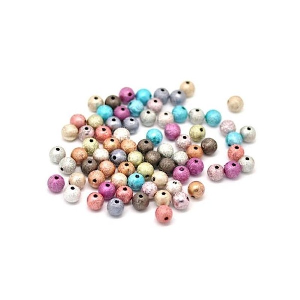 300 Perles en Acrylique Balle Couleur au Hasard Surface Ridé 8mm Dia - Photo n°1