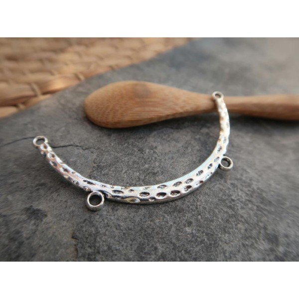 Supports colliers plastrons connecteurs demi lune argenté pour création de bijoux, 61x 20 mm, 1 pc - Photo n°1