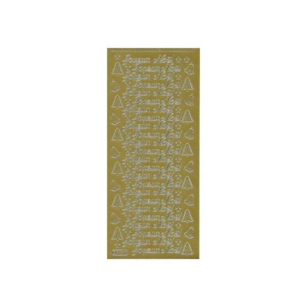 1 planche de stickers autocollants peel off doré JOYEUX NOEL 553 - Photo n°1