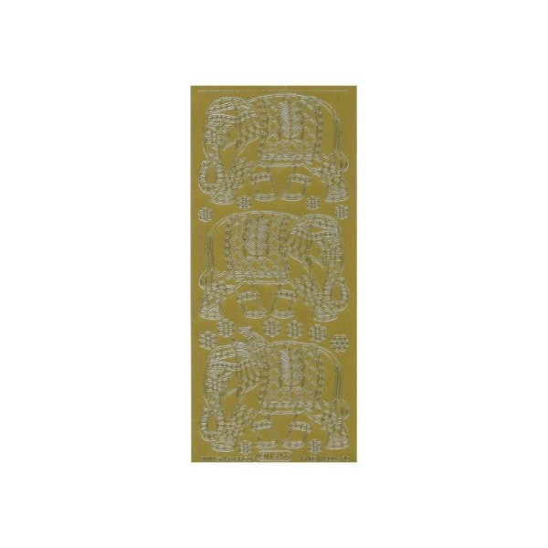 1 planche de stickers autocollants peel off doré ELEPHANT TAILHANDE 1154 - Photo n°1