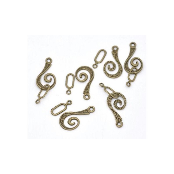 30 Sets Fermoirs Toggle Spirale Couleur bronze - Photo n°1
