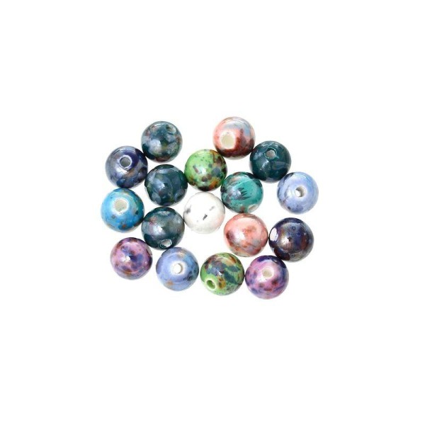 20 Perles en Céramique Rond Couleur mixte 10 mm - Photo n°1