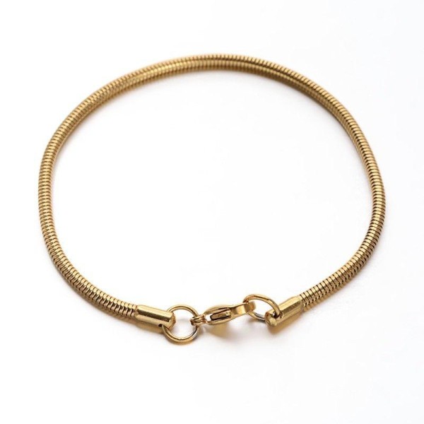 Support bracelet acier inoxydable doré - maille serpent - Photo n°1