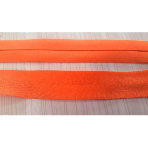 2m Biais orange corail 20mm replié , polyester et coton - Photo n°1