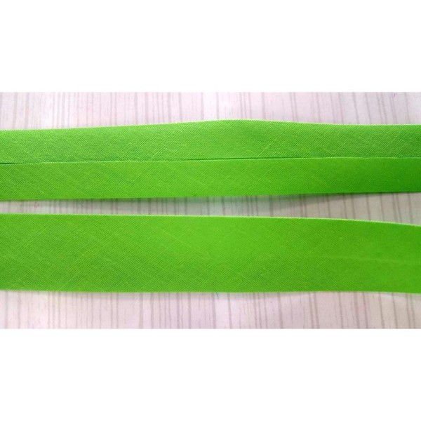 2m Biais vert pomme 20mm replié , polyester et coton - Photo n°1