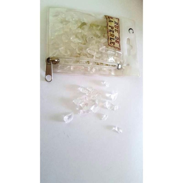 30g Chips de verre baroque transparent , percées - perles - Photo n°1