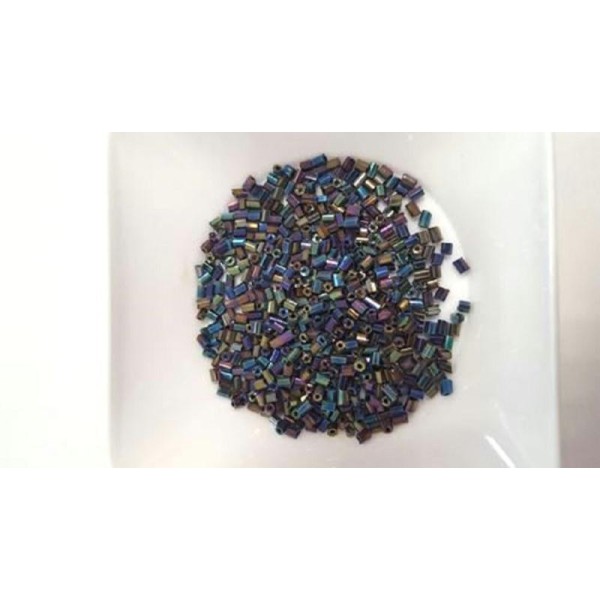 Perles de rocailles en verre multicolore irisé 2mm - Photo n°1