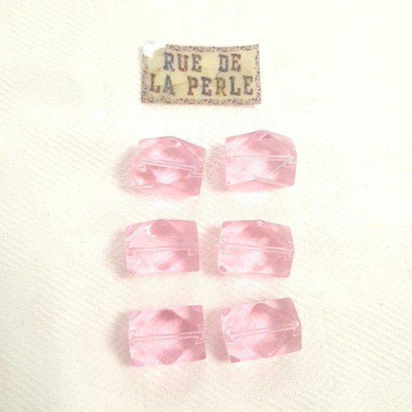 6 Perles en verre à facette 14x20mm rose - Photo n°1