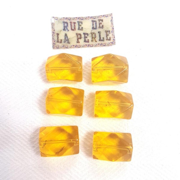 6 Perles en verre à facette 14x20mm jaune - Photo n°1