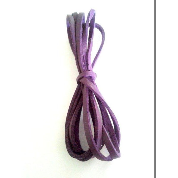 Cordon suédine aspect cuir - violet - vendu au mètre - Photo n°1