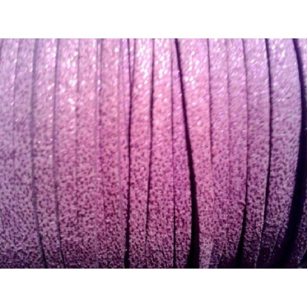 Cordon suédine - violet pailleté - vendu au mètre - Photo n°1