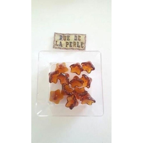 12 Perles en verre marron , forme fleur , 13x10mm - Photo n°1