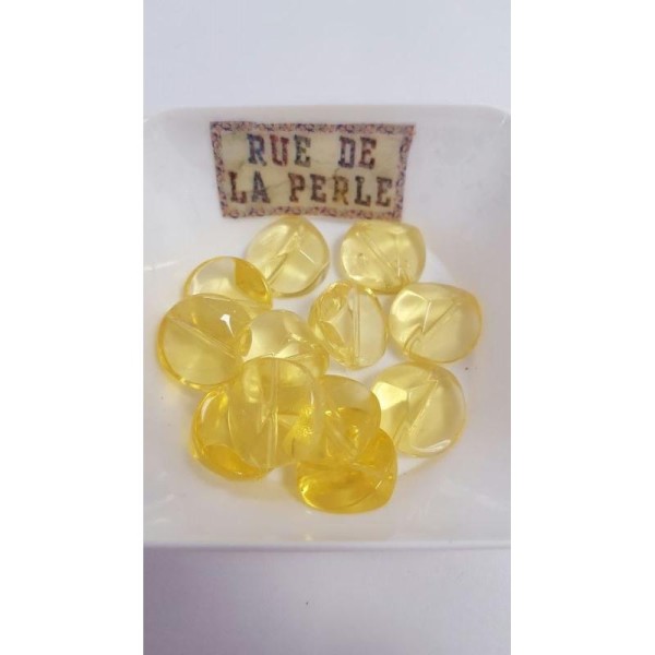 12 Perles en verre baroque jaune - 16x8mm - Photo n°1