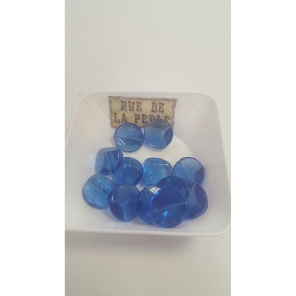 12 Perles en verre baroque bleu - 16x8mm - Photo n°1