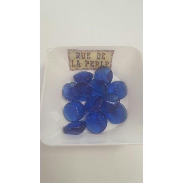 12 Perles en verre baroque bleu roi - 16x8mm - Photo n°1