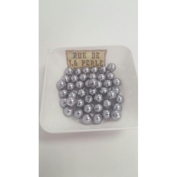 45 Perles en verre nacrées gris souris - 8mm - Photo n°1