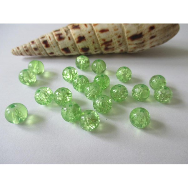 Lot de 100 perles verre craquelé vert clair 8 mm - Photo n°1
