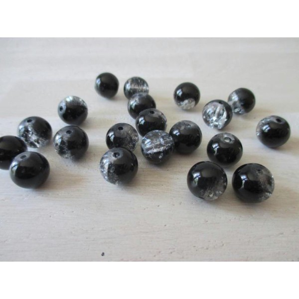 Lot de 50 perles 10 mm noir et cristal - Photo n°1