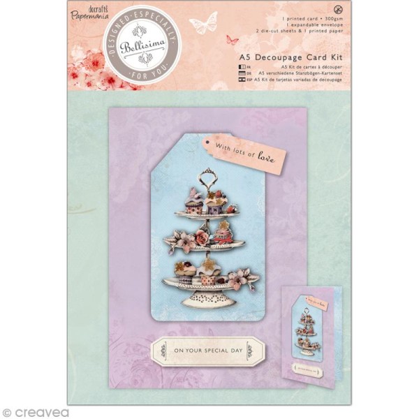 Kit carte pré-découpée - Bellissima cupcake - A5 (14,8 x 21 cm) - Photo n°1