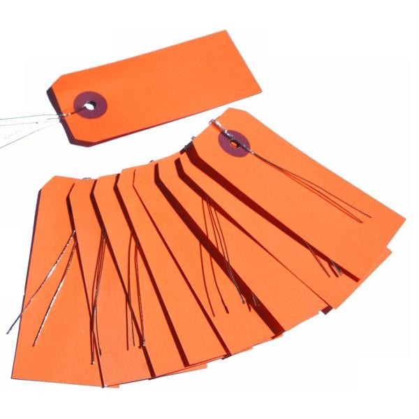 Etiquettes orange avec fil métallique x 10 - Photo n°1