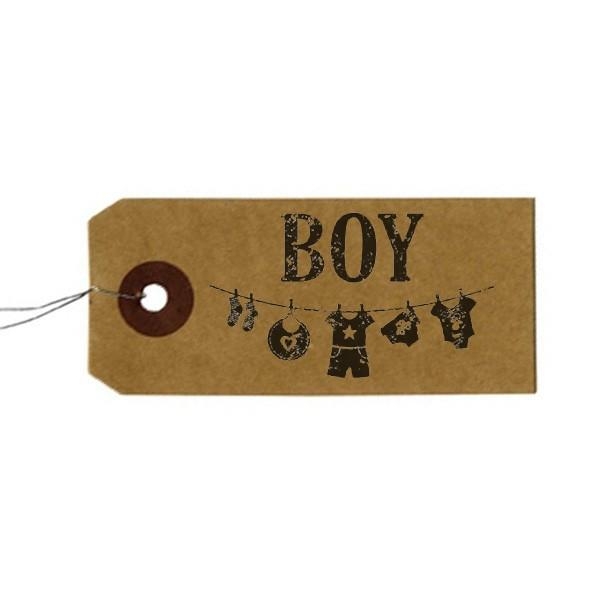 Etiquettes kraft + Tampon bois - Boy - Photo n°1