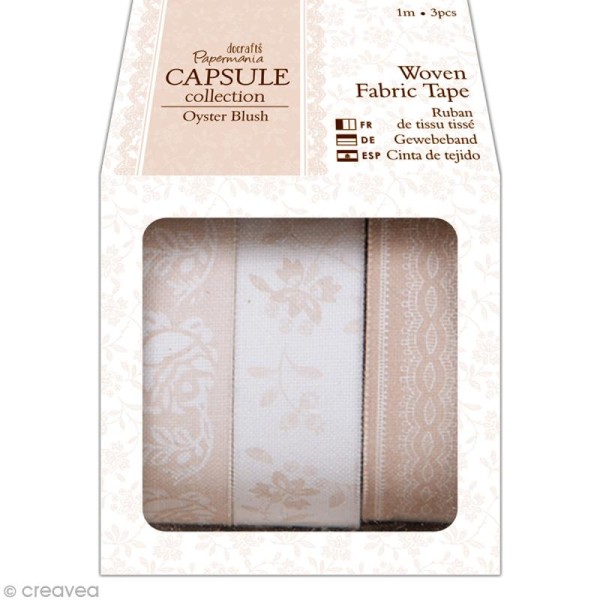 Fabric tape tissu - Oyster blush - Assortiment 3 rouleaux de 1 mètre - Photo n°1
