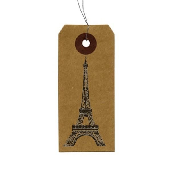 Etiquettes kraft + Tampon bois Tour Eiffel - Photo n°1
