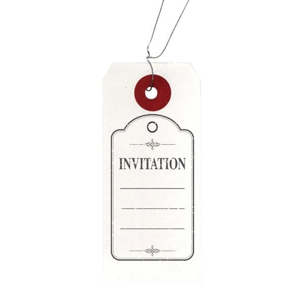 Etiquettes blanches + Tampon bois Invitation - Photo n°1