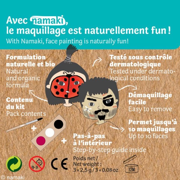 Kit de maquillage bio Pirate et coccinelle - 3 couleurs - Photo n°3
