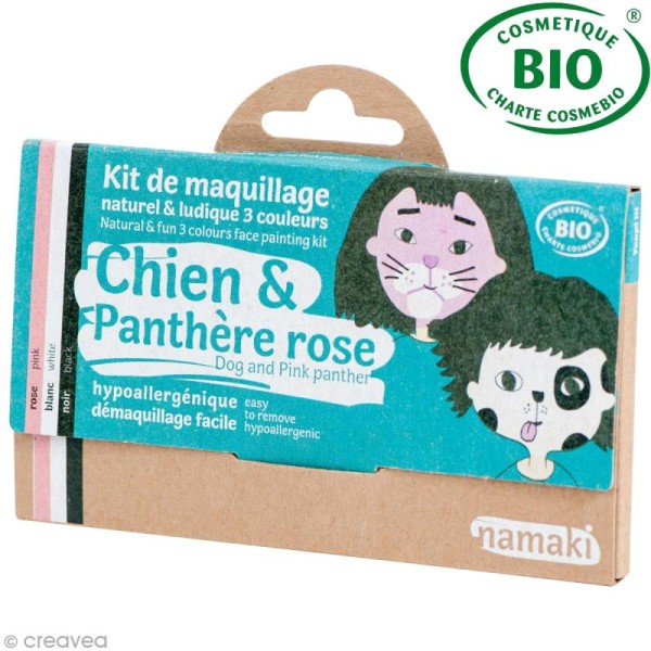 Kit de maquillage bio Chien et panthère rose - 3 couleurs - Photo n°1