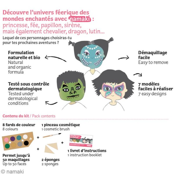 Kit de maquillage bio Mondes enchantés - 8 couleurs - Photo n°3