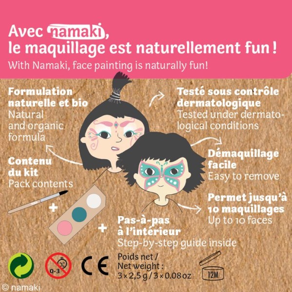 Kit de maquillage bio Princesse et papillon - 3 couleurs - Photo n°3